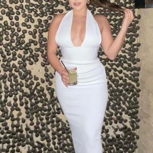 White Low Cut Bandage Dress